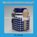 Elegant ceramic purple seal pot with wooden spoon